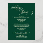 バックエレガントティール（緑がかった色）の書道の結婚詳細 箔招待状 (裏面)