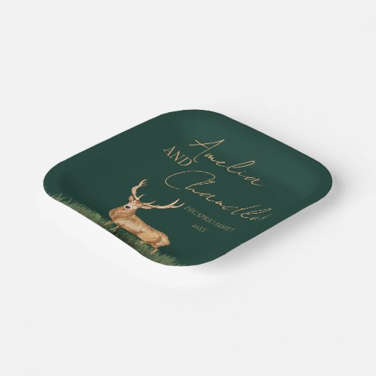 バックエレガントディアクリスマスファミリー名 ペーパープレート (傾斜あり)