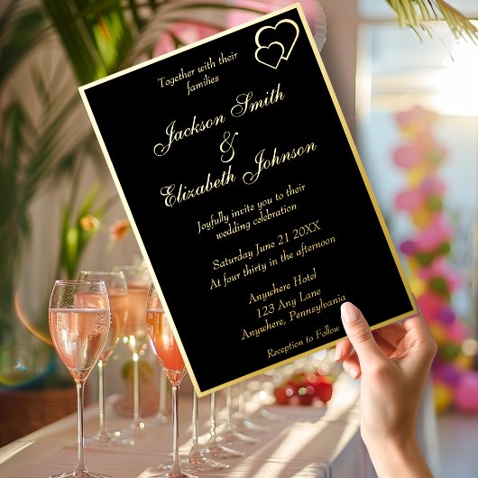 バックエレガントモダンのプレミアム結婚写真 箔招待状