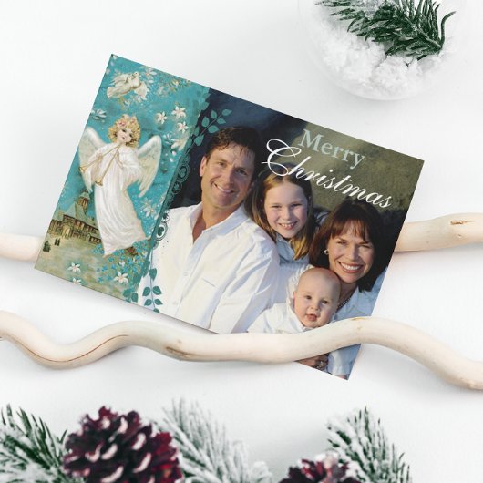 バックエンジェルクリスマスカードにクリスマスの手紙 招待状