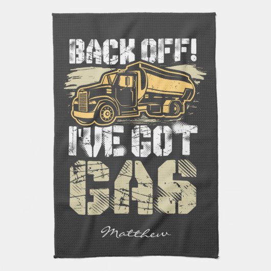 バックオフ私はガス氷得道路タンカーのドライバを持っている キッチンタオル (縦)