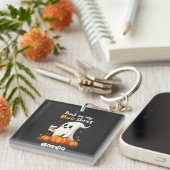 バックオンマイブシートおかしなハロウィーンブー幽霊 キーホルダー (正面右)