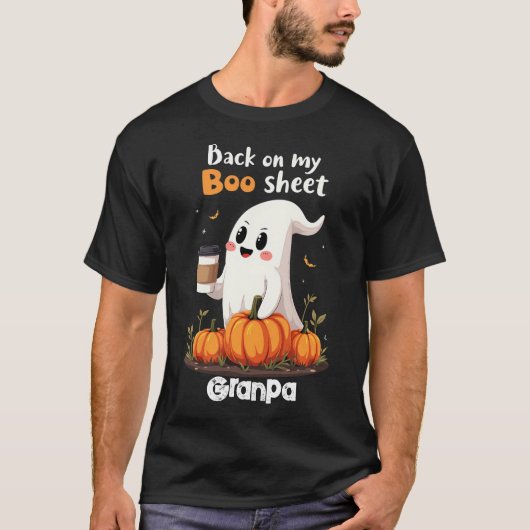 バックオンマイブシートおかしなハロウィーンブー幽霊 Tシャツ (正面)