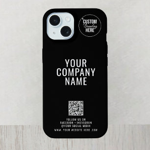 バックカスタムソーシャルメディアのロゴQRコードブラック iPhone 15ケース