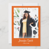 バックカスタムフォト付きオレンジ卒業招待状 招待状 (裏面)