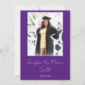 バックカスタムフォト付き紫色の卒業式 招待状 (裏面)