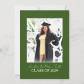 バックカスタムフォト付き緑の黄色の卒業 招待状 (裏面)