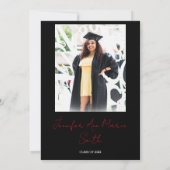 バックカスタムフォト付き金ゴールドブラック卒業 招待状 (裏面)