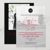 バックカスタムフォト付き金ゴールドブラック卒業 招待状 (正面/裏面)