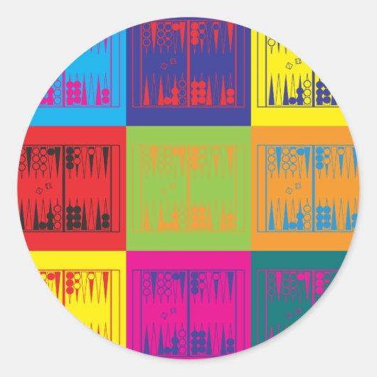 バックギャモンのポップアート ラウンドシール (正面)