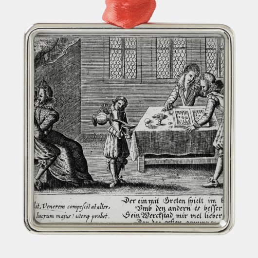 バックギャモンを遊んでいる人々 メタルオーナメント (正面)