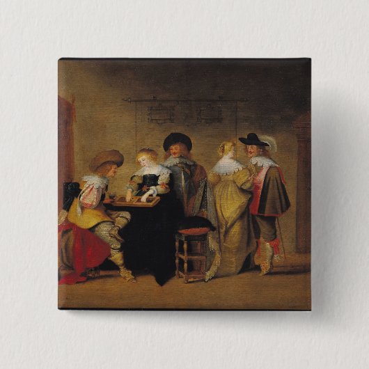 バックギャモンプレーヤー 缶バッジ (正面)