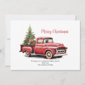 バッククリスマスカードにツリー付きレッドピックアップトラック シーズンカード (正面)