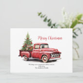 バッククリスマスカードにツリー付きレッドピックアップトラック シーズンカード (スタンド正面)