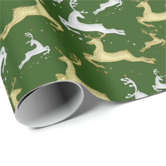 バックグラウンドカラーのシルバーと金ゴールド鹿を選択 ラッピングペーパー (ロールコーナー)