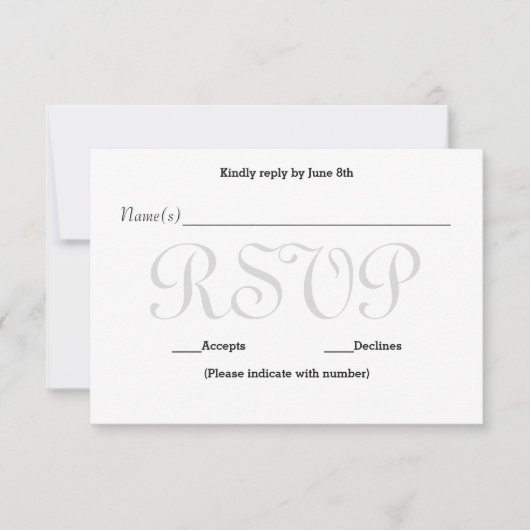 バックグラウンドグレー型 – RSVP披露宴応答カード 出欠カード (正面)