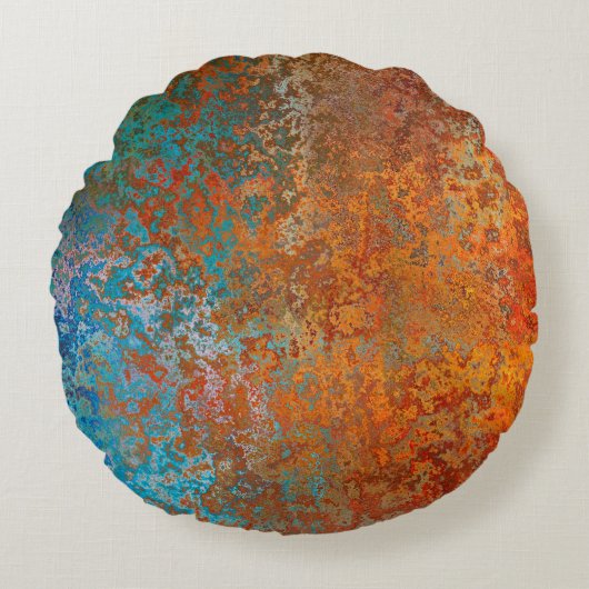 バックグラウンドテクスチャが錆びて古茶色 ラウンドクッション (正面)