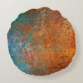 バックグラウンドテクスチャが錆びて古茶色 ラウンドクッション (裏面)