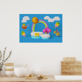 バックグランドレインボーハッピーバースデー ポスター (キッチン)