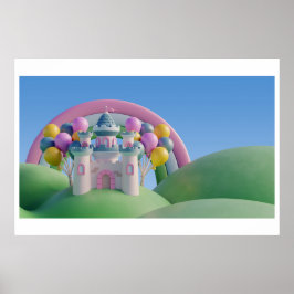 バックグランドレインボーハッピーバースデー ポスター