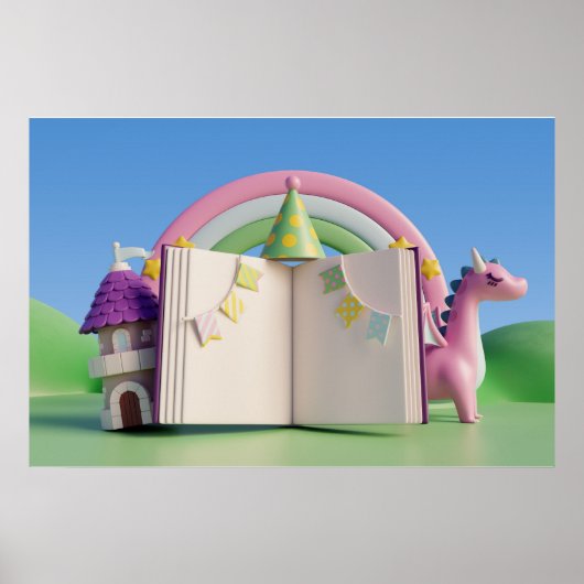 バックグランドレインボーハッピーバースデー ポスター (正面)