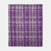 バックグラーとして有用な紫のタータンチェック生地のテクスチャ フリースブランケット (正面)