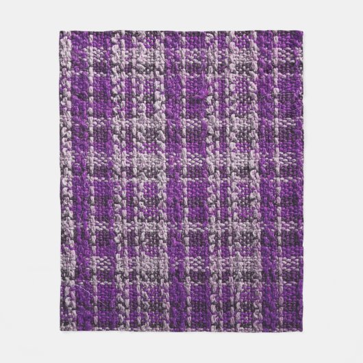バックグラーとして有用な紫のタータンチェック生地のテクスチャ フリースブランケット (正面)