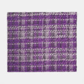 バックグラーとして有用な紫のタータンチェック生地のテクスチャ フリースブランケット (正面(横))