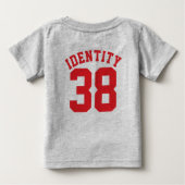 バックサイドグレー&レッドベビー | Sports Jerseyデザイン ベビーTシャツ (裏面)