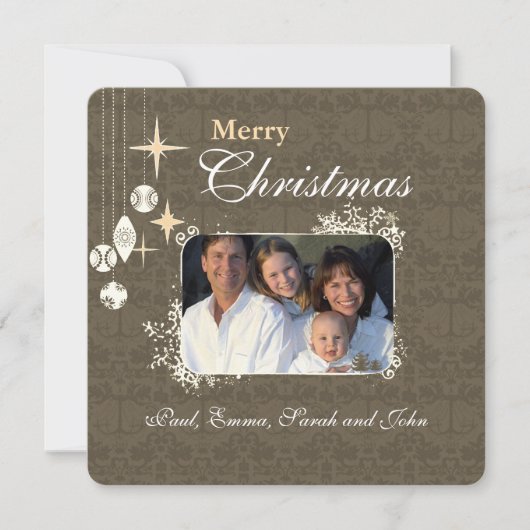 バックシャンデリアのクリスマスカードにクリスマスレター 招待状 (正面)