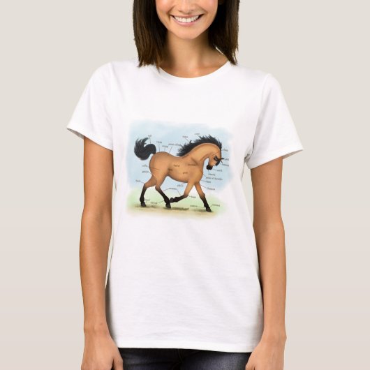 バックスキンの馬の教育用ウマ科の解剖学 Tシャツ (正面)