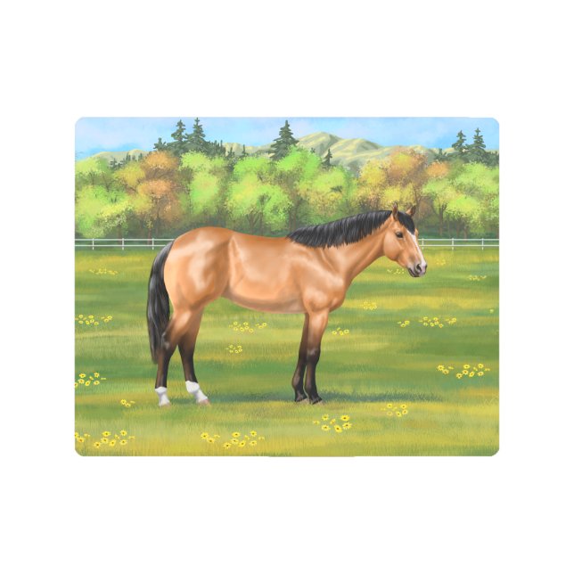 バックスキンダンクォーターホース メタルプリント (正面)