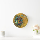 バックスキンビクトリアンレザーフレームタン蝶 ラウンド壁時計 (ホーム)