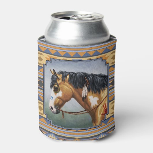 バックスキンピントホースサウスウェストインディアンデザイン 缶クーラー (缶正面)