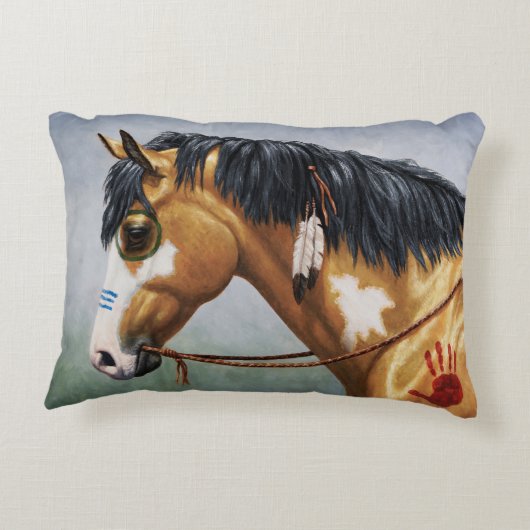 バックスキンピント先住民アメリカンウォーホース アクセントクッション (裏面)