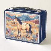 バックスキンホースガールズカラフルデザートサボツおもしろい メタルランチボックス (裏面)