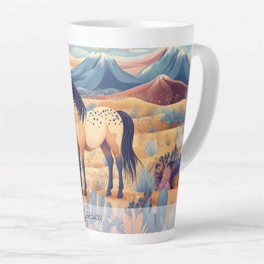 バックスキンホースピンクブルーパープルガールパーソナライズされたズ カフェラテマグ (右アングル)