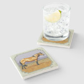 バックスキンホースマスタリオンセージグリーン ストーンコースター (横)