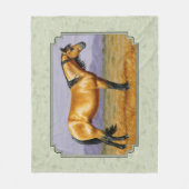 バックスキンホースマスタリオンセージグリーン フリースブランケット (正面)