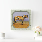 バックスキンホースマスタングスタリオンセージグリーン スクエア壁時計 (ホーム)