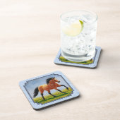 バックスキンランニングホースのライトブルー コースター (右側)