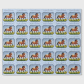 バックスキンランニングホースのライトブルー ラッピングペーパー (フラット)