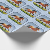 バックスキンランニングホースのライトブルー ラッピングペーパー (角)