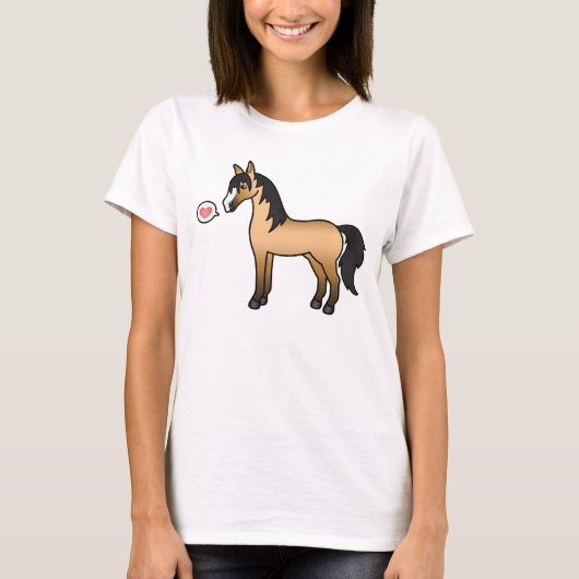 バックスキン+馬+漫画イラスト+ウマ好き Tシャツ (正面)