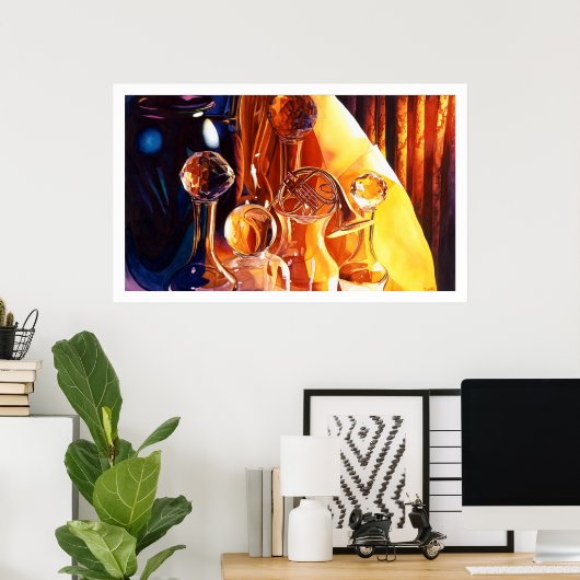 「バックステージ」ミュージカル楽器&グラスウォーター色 ポスター (ホームオフィス)