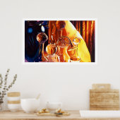 「バックステージ」ミュージカル楽器&グラスウォーター色 ポスター (キッチン)