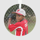 バックスポーツで写真を撮った野球パーソナライズされた選手 オーナメント (裏面)