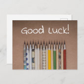 バックツースクールまたは試験のために鉛筆で幸運を祈る ポストカード (正面/裏面)