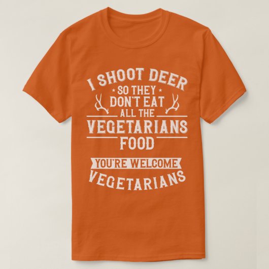 バックディアー狩りハンターベジタリアンベジエIシュート Tシャツ (デザイン正面)