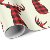 バックディアー狩りレッドブラックプレイドクリスマス ラッピングペーパー (ロールコーナー)